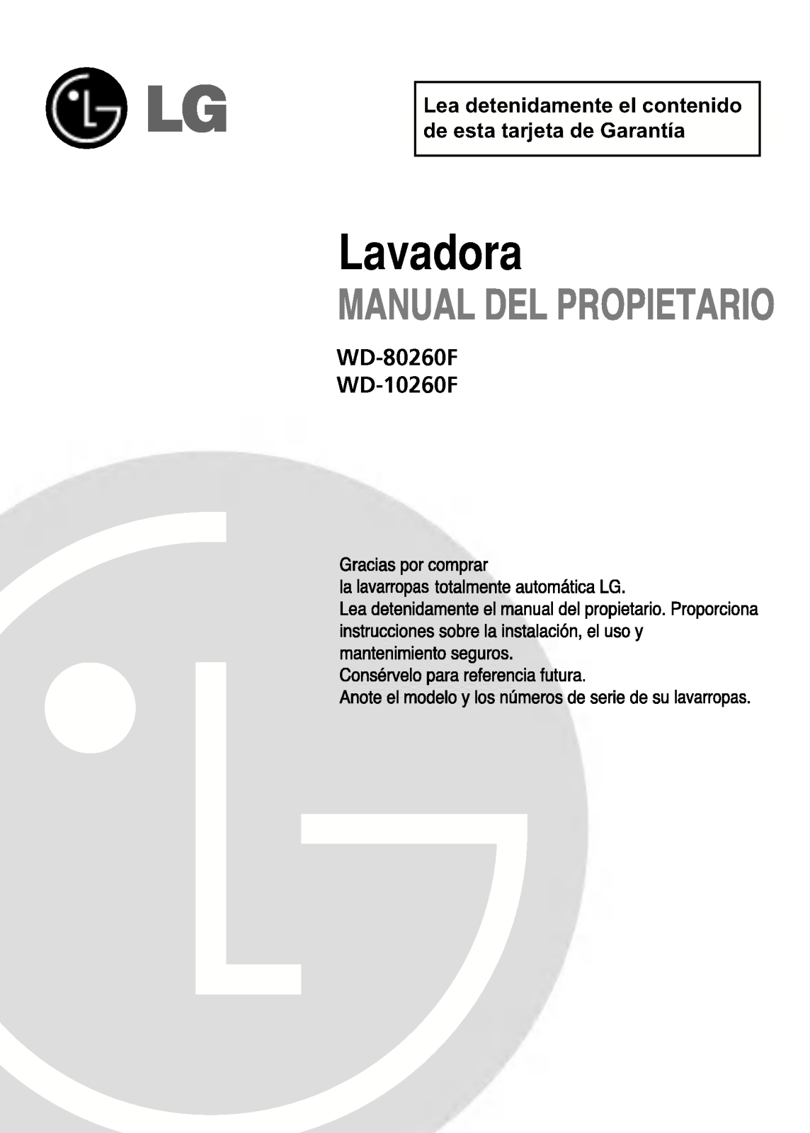 LG WD-10260T User Manual