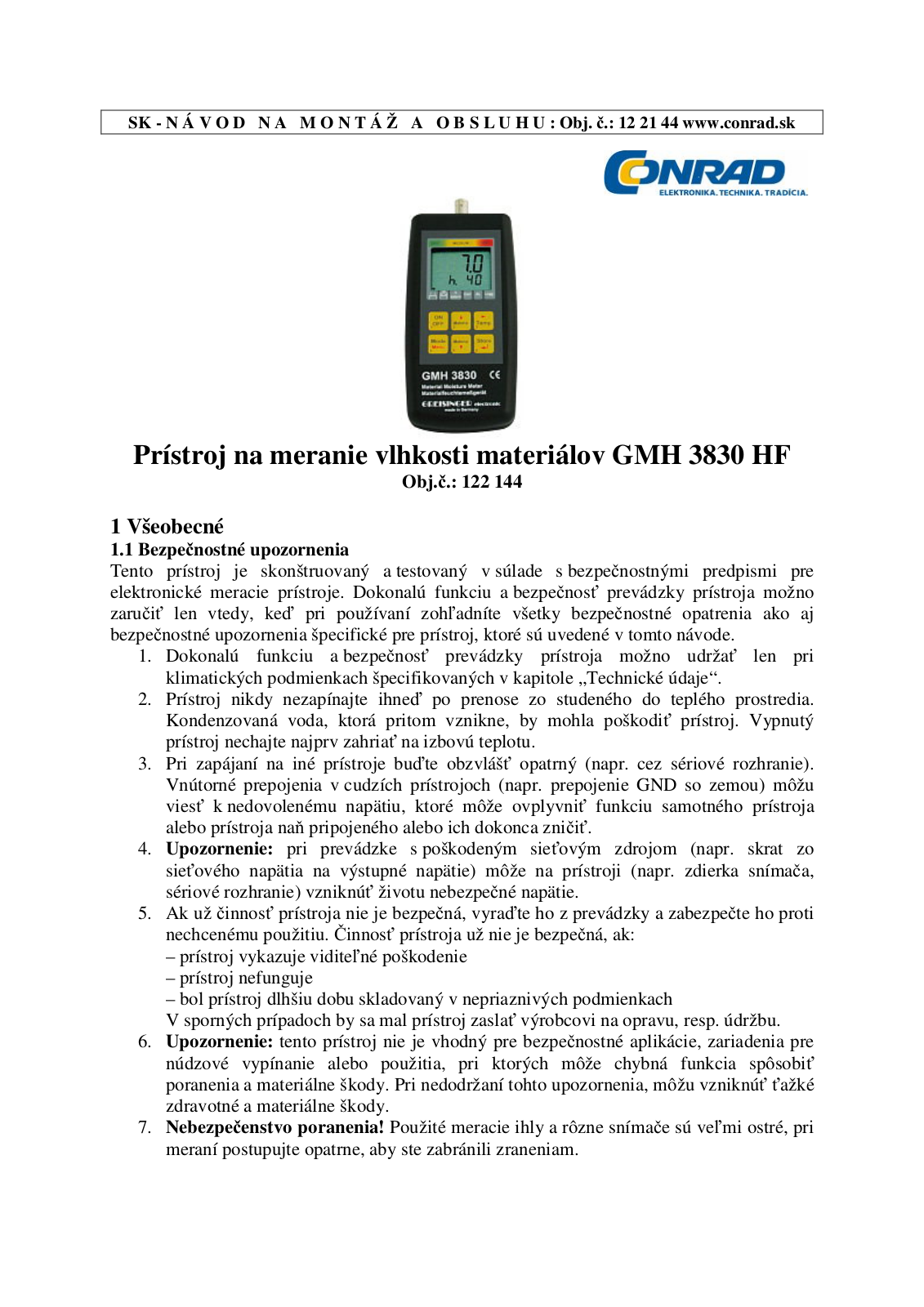 Greisinger GMH 3830 User guide