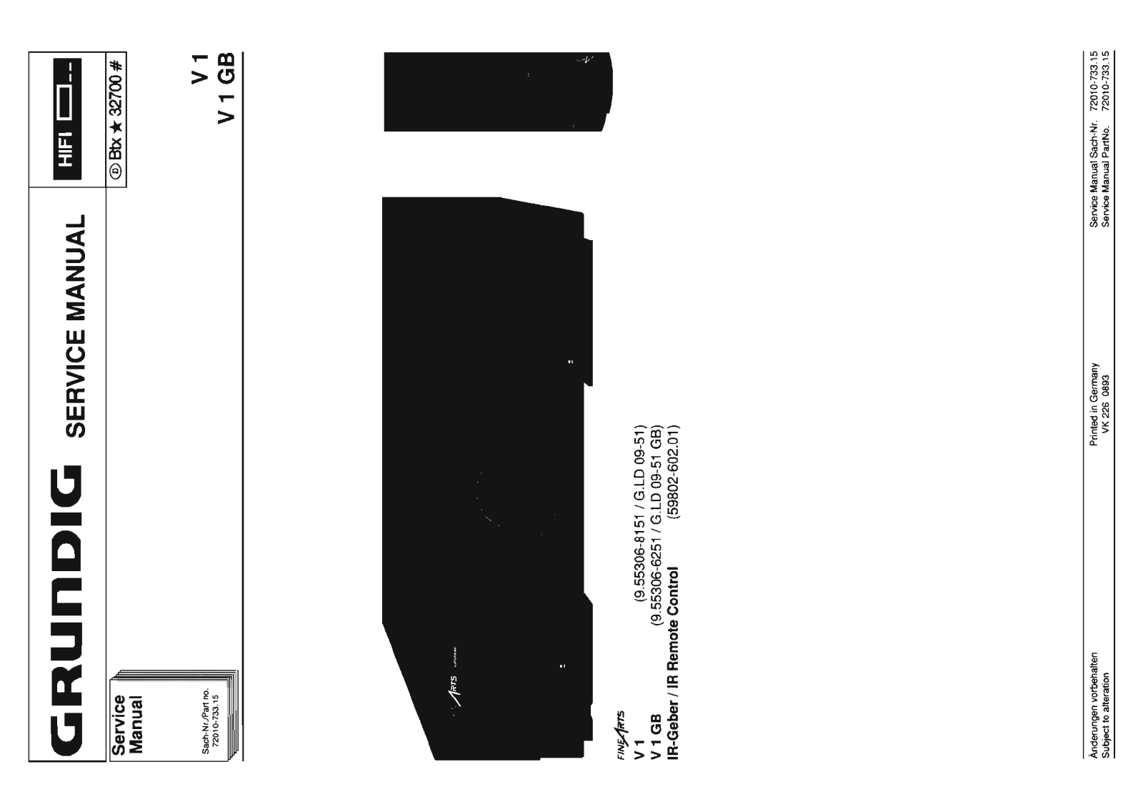 Grundig V1 Service Manual