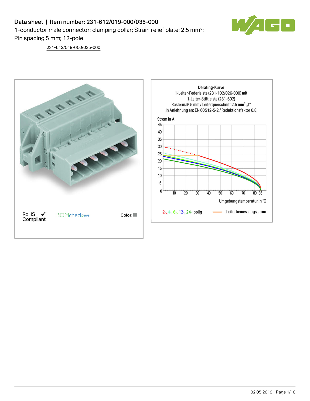 Wago 231-612/019-000/035-000 Data Sheet