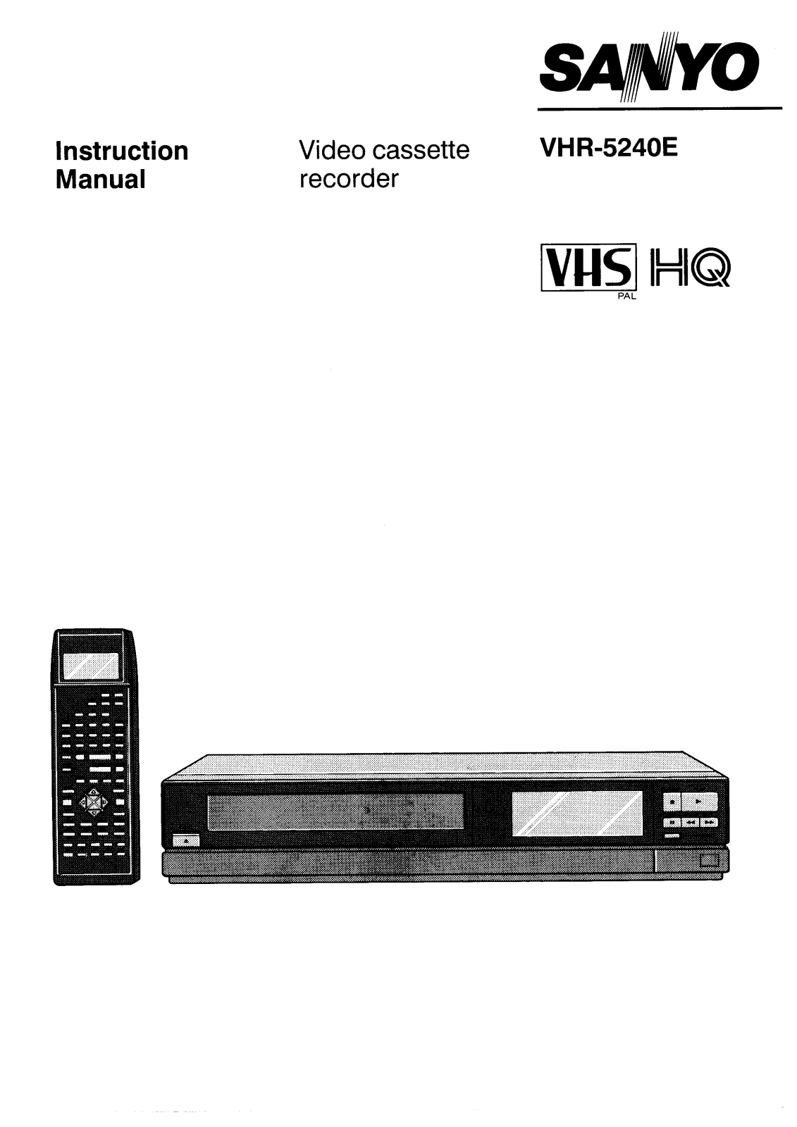 Sanyo VHR-5240E Instruction Manual