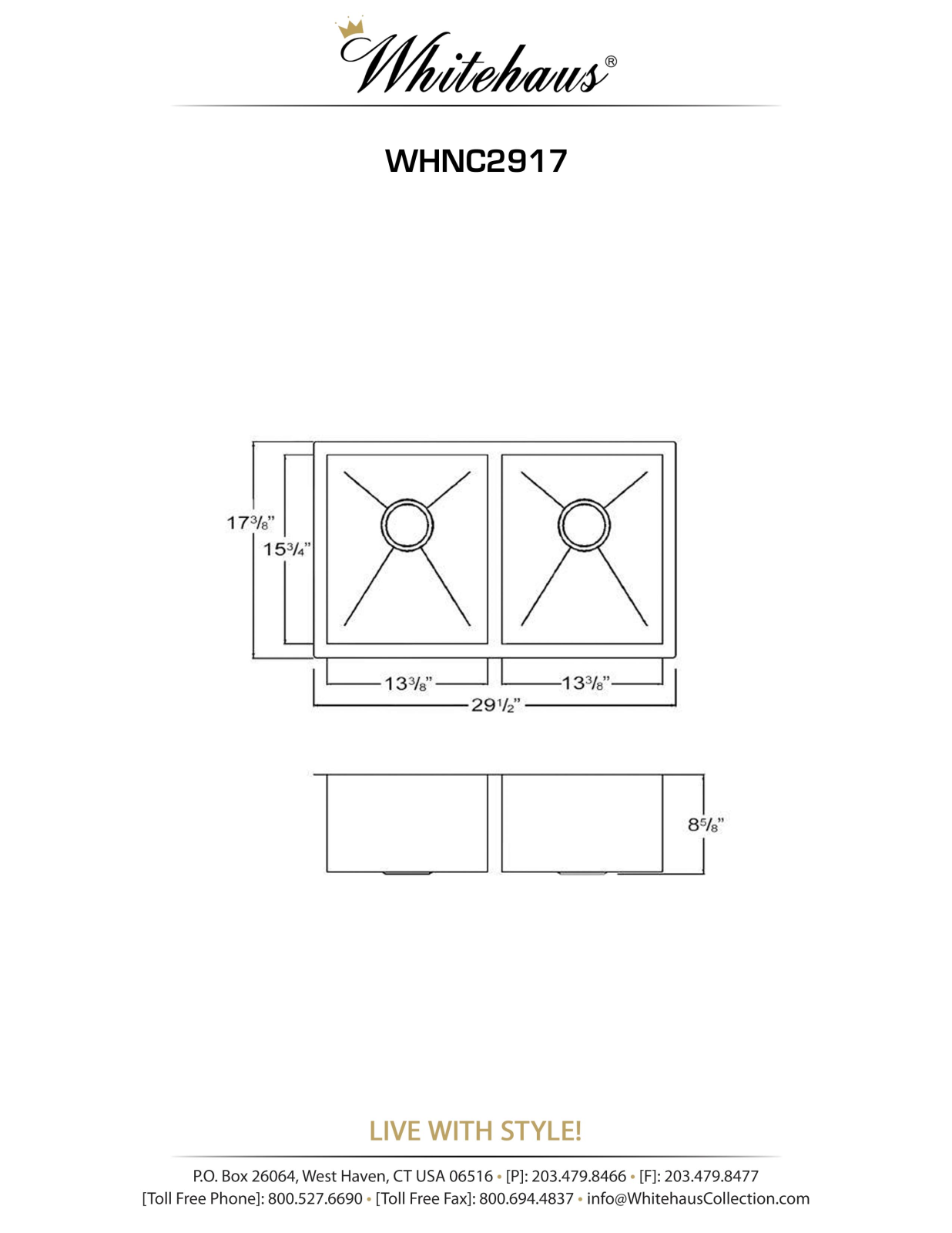 Whitehaus Collection WHC1919 Dimensions - ManualMachine.com