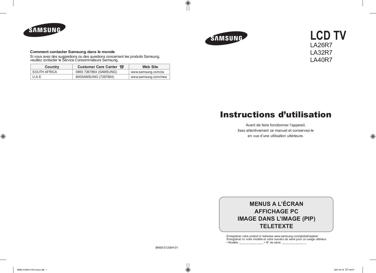 SAMSUNG LA26R71BA User Manual