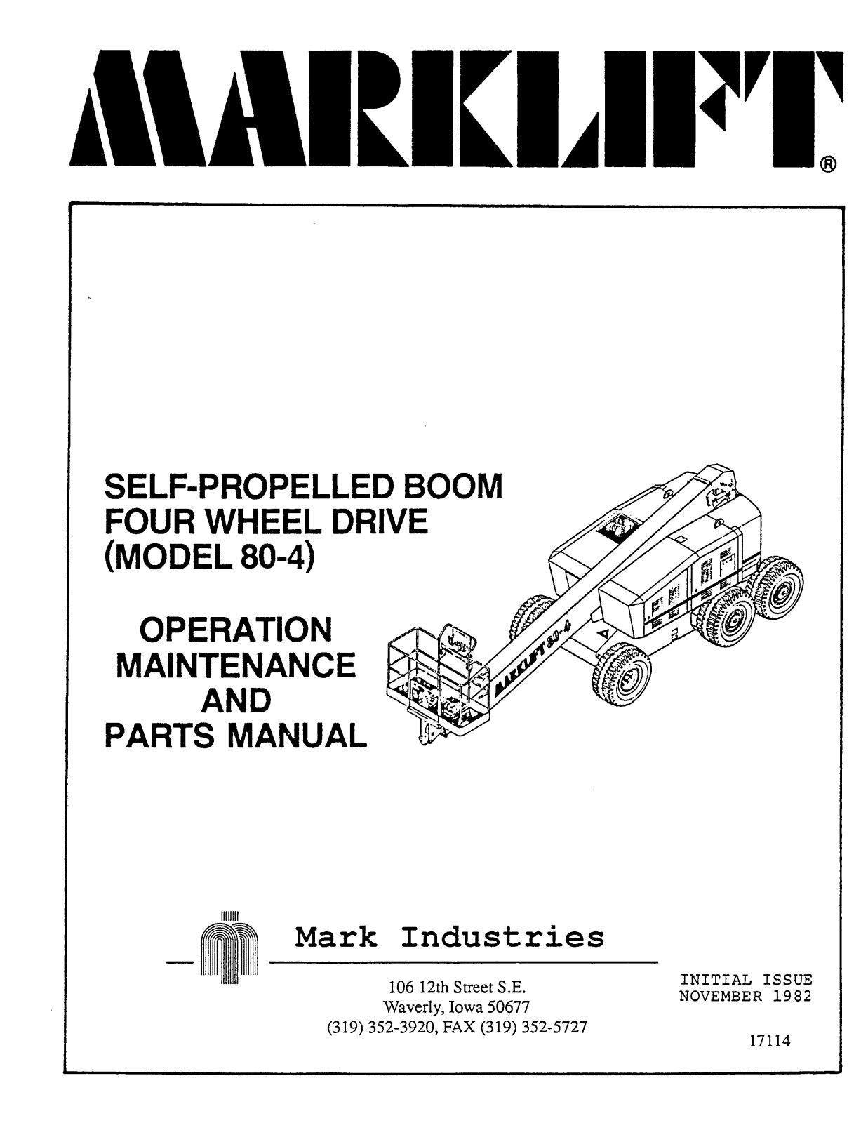 Marklifts 80-4 Operator's Manual - ManualMachine.com