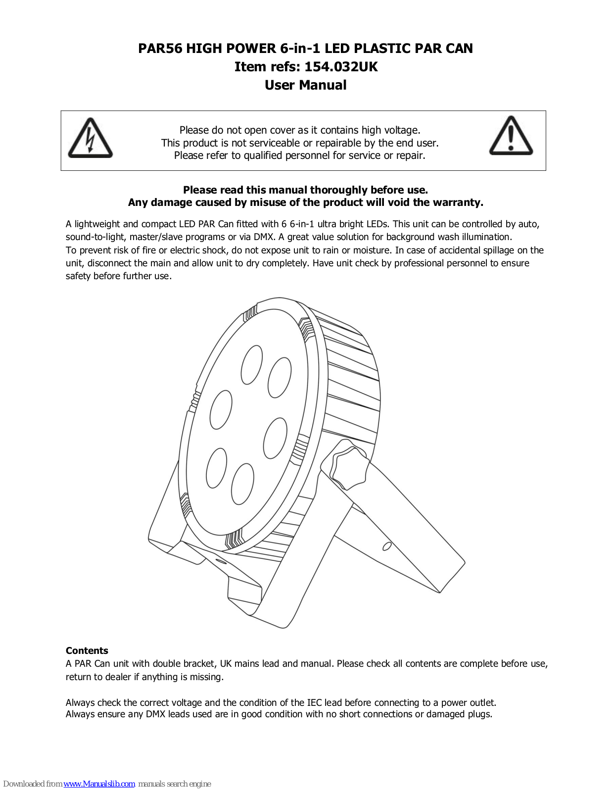 Avsl PAR56 HIGH POWER 154.032UK User Manual