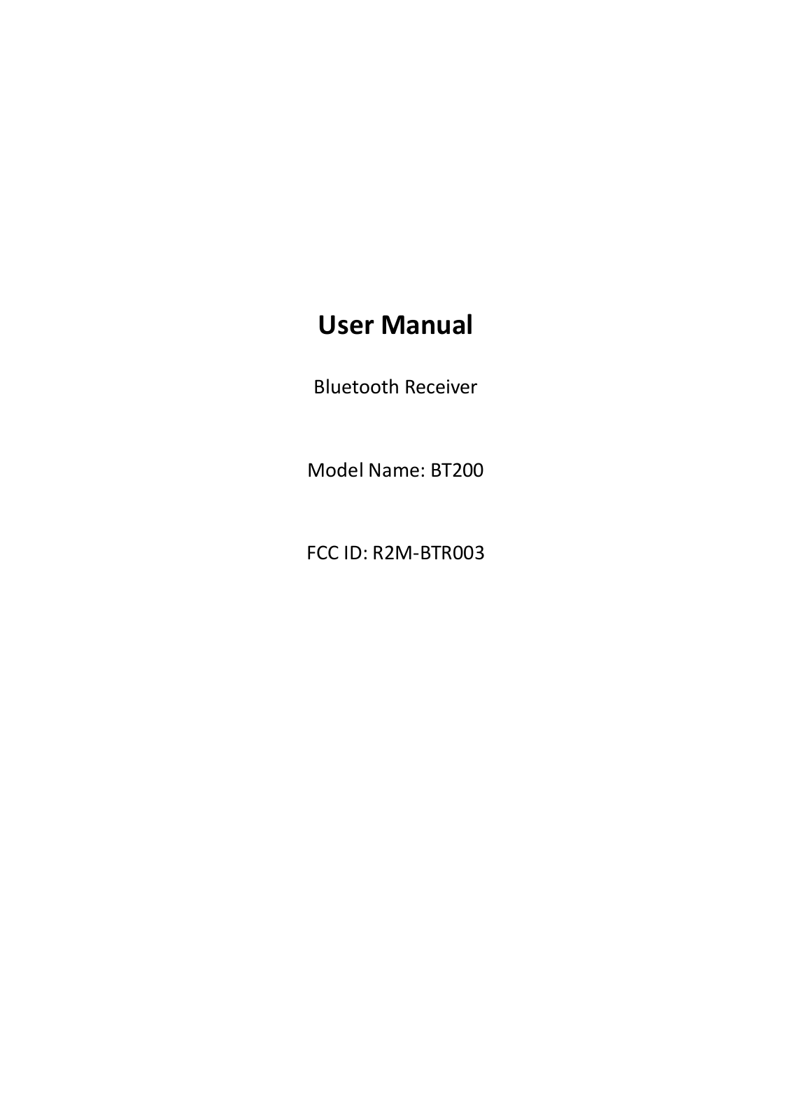 AV LINK BTR003 User Manual