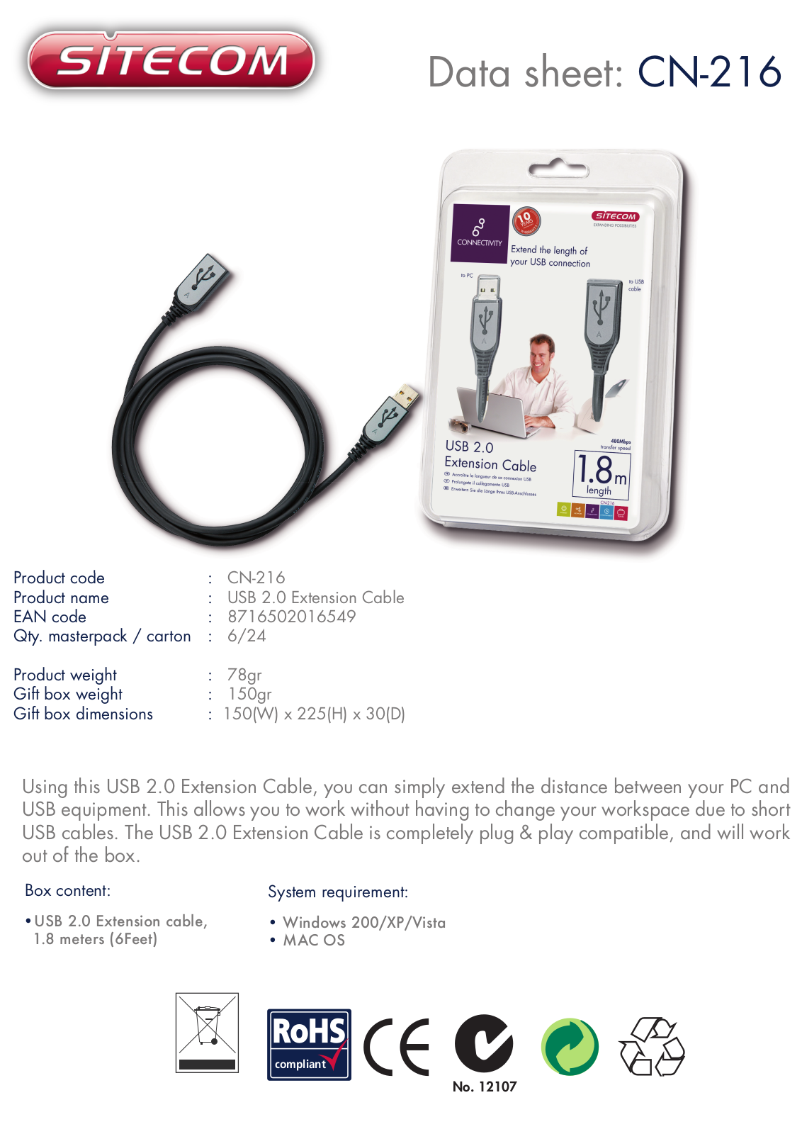 Sitecom CN-216 DATASHEET - ManualMachine.com