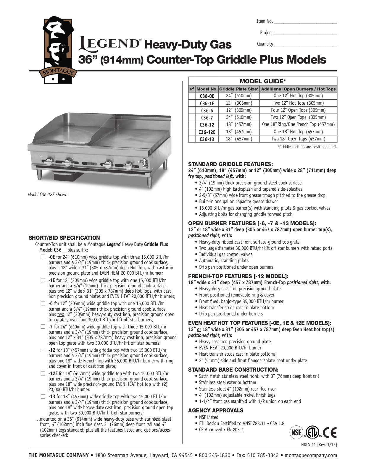 Montague C36-0E User Manual