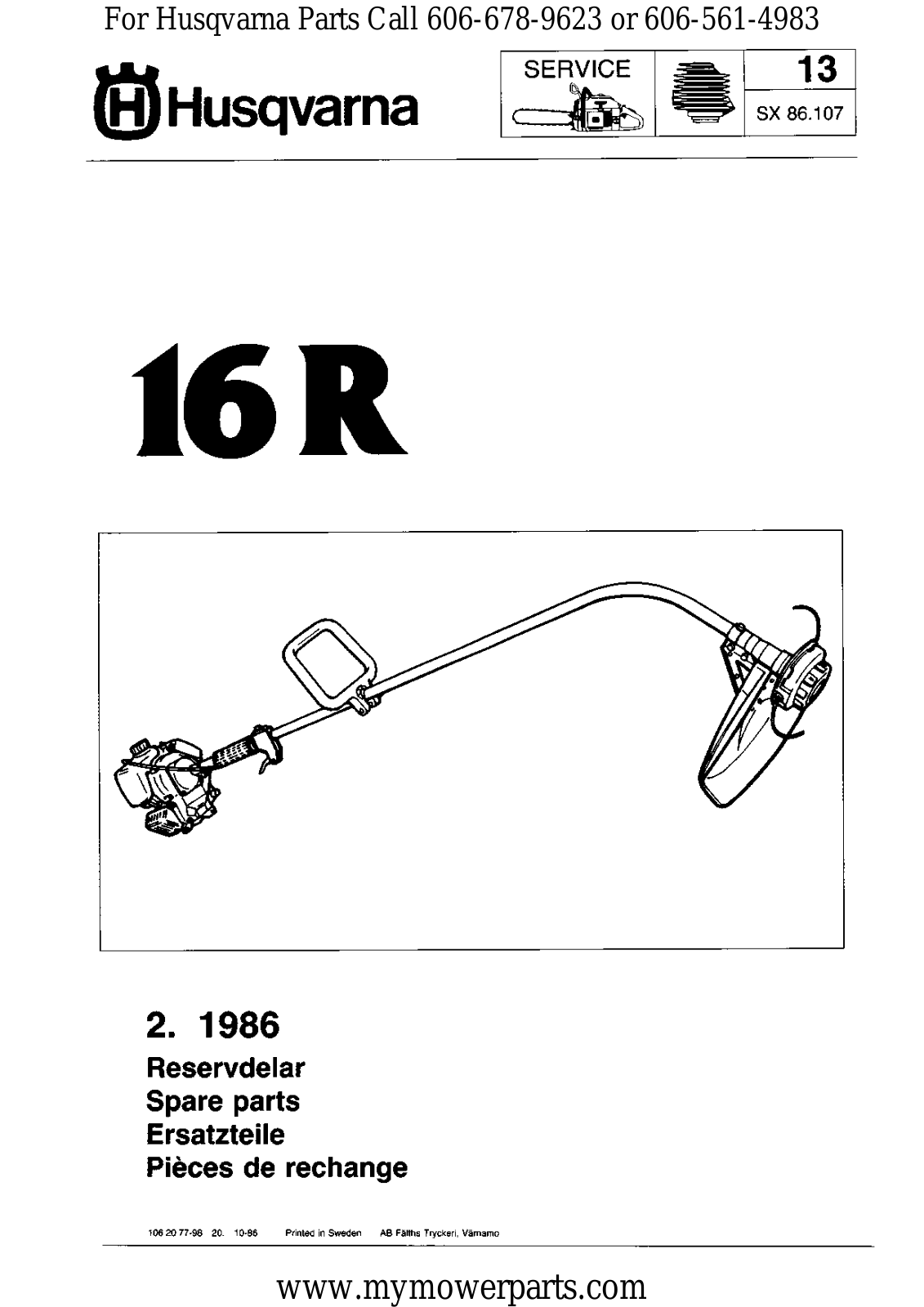 Husqvarna I8600002 Parts Manuals - ManualMachine.com