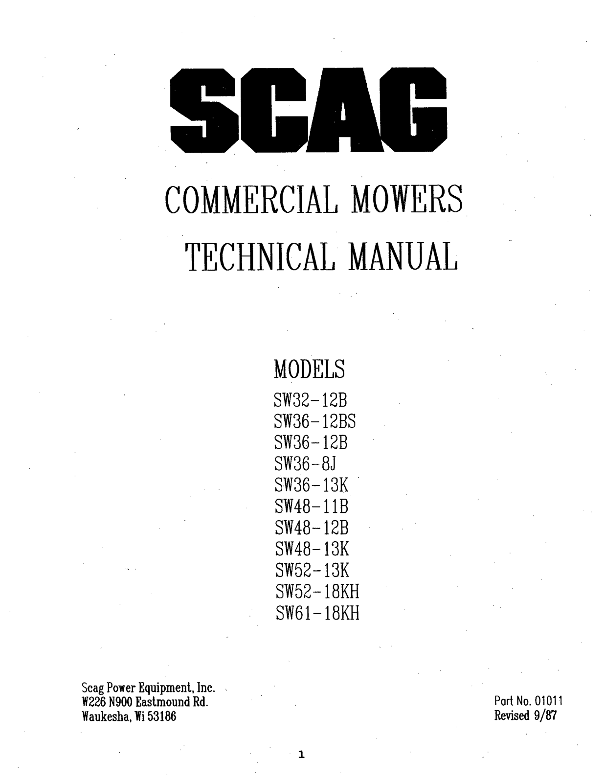 Scag SW36-8K User Manual