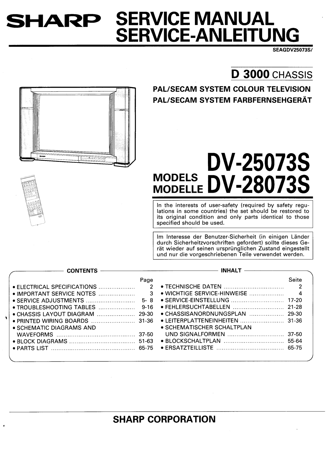 Sharp DV25073S, DV28073S Schematic