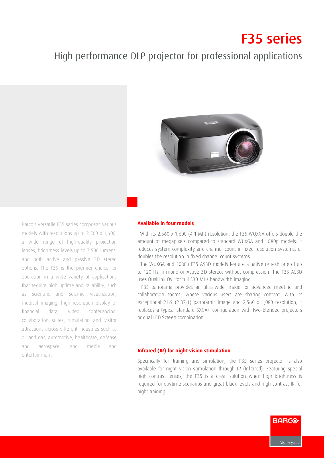 Barco F35 Product Sheet