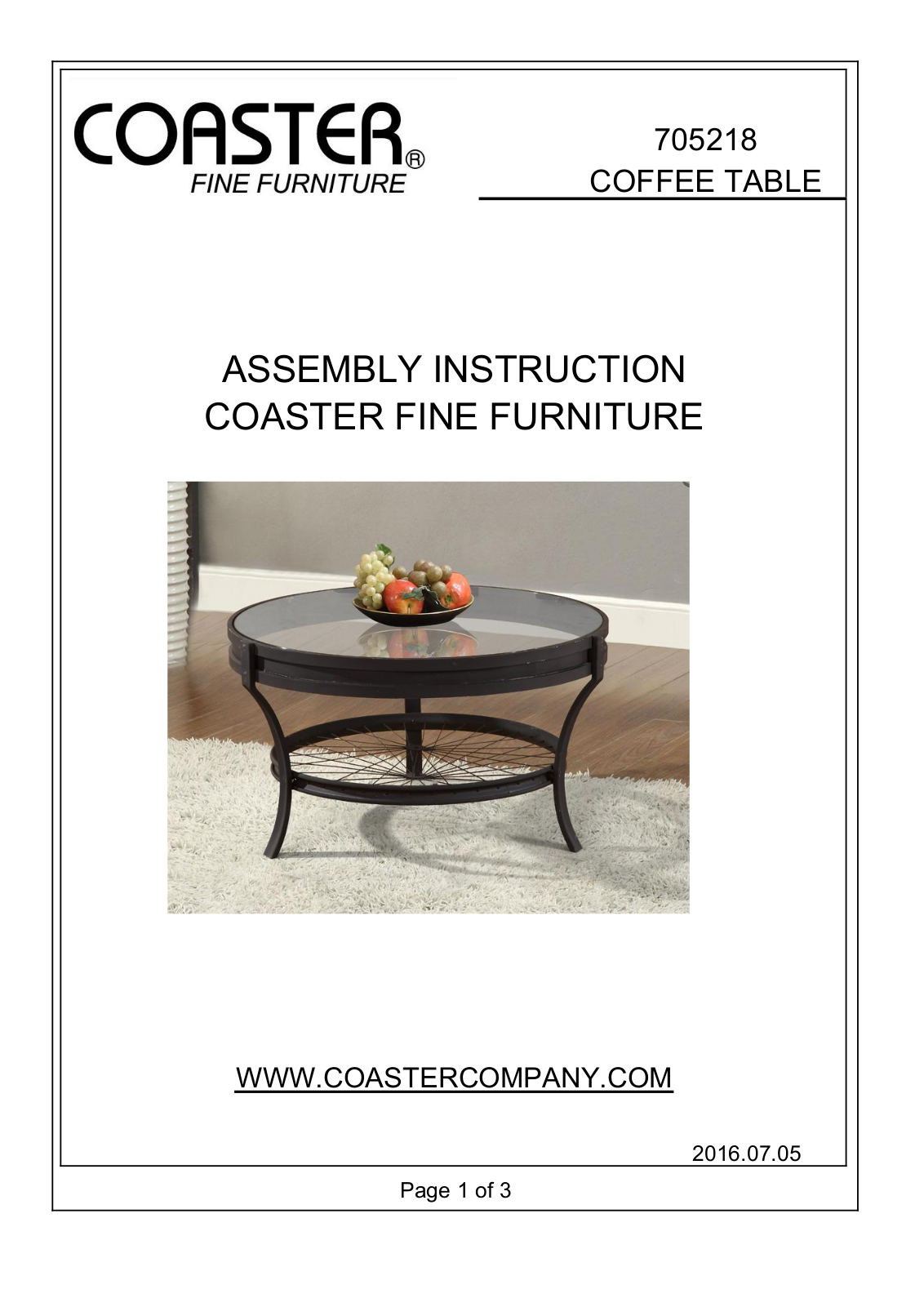 Coaster 705218 Assembly Guide - ManualMachine.com