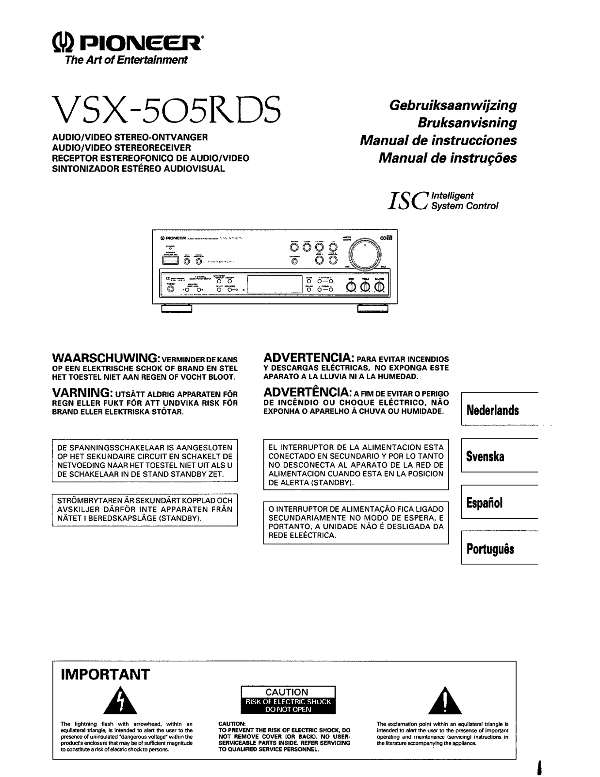 Pioneer VSX-505RDS Manual