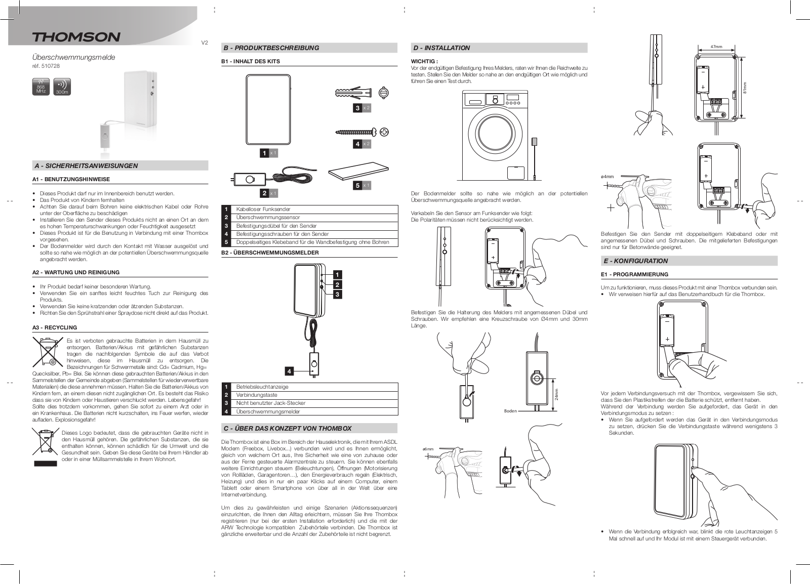 Thomson Wassermelder Bedienungsanleitung - ManualMachine.com