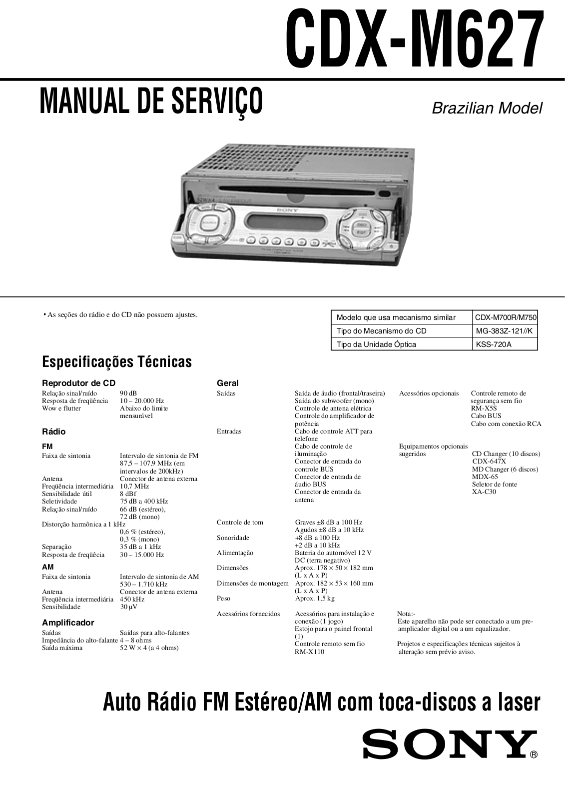 Sony CDX-M627 Schematic