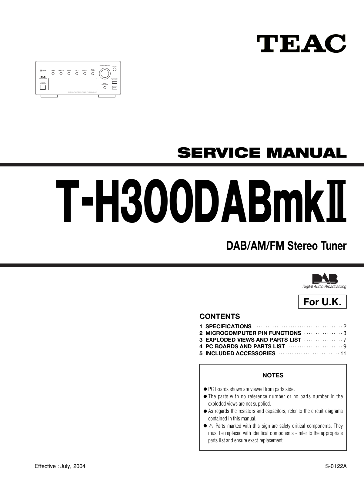 Teac TH-300-DAB-Mk2 Service Manual