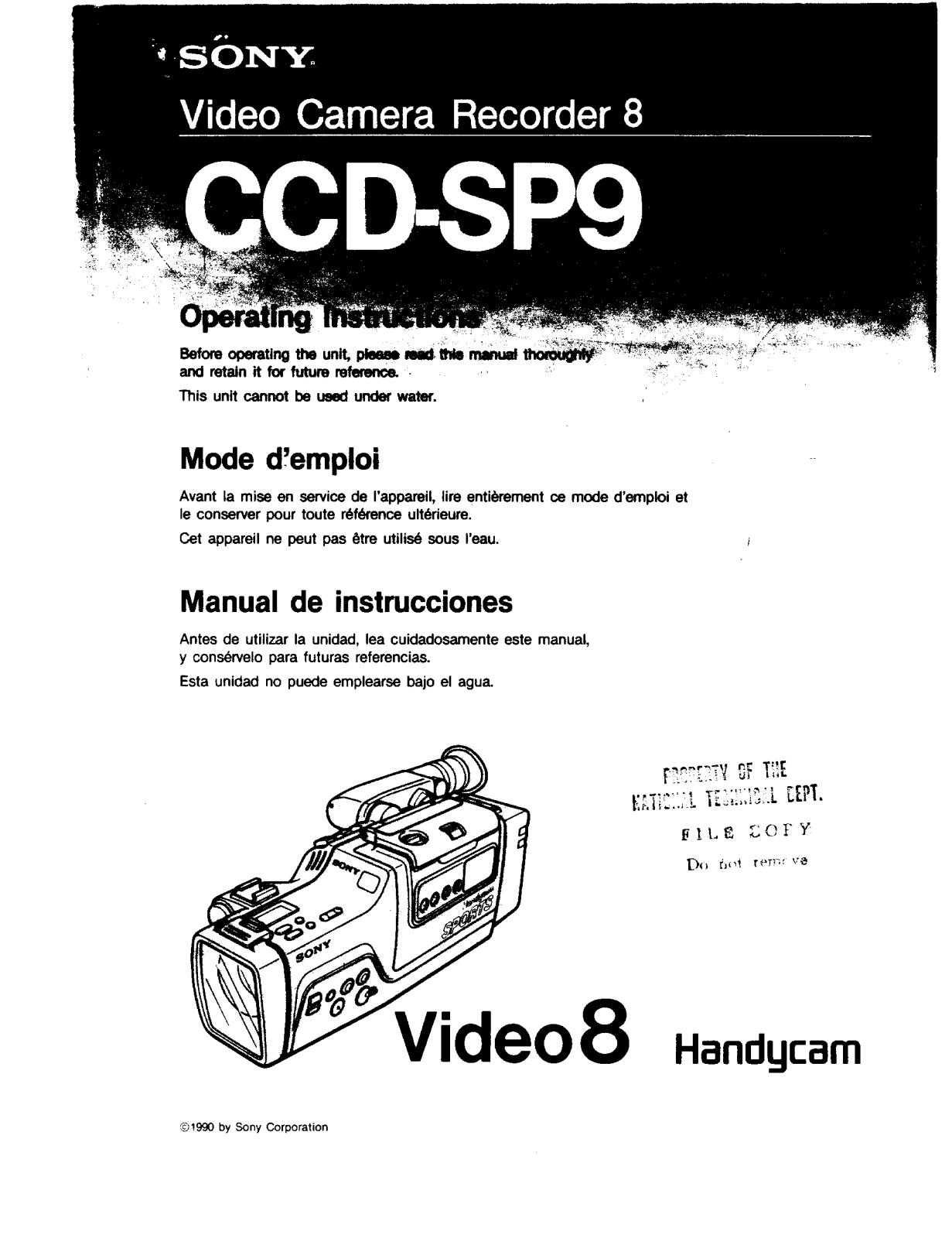 Sony CCD-SP9 User Manual