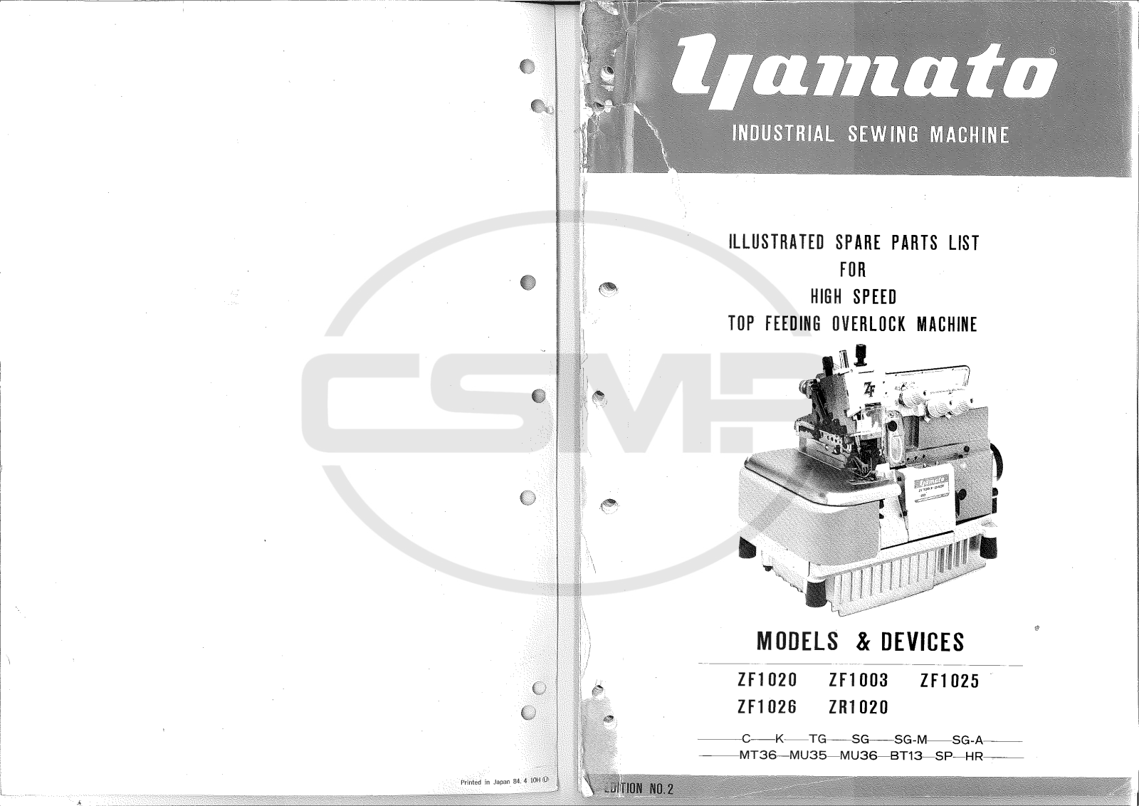 Yamato ZF1026, ZF1003, ZR1020, ZF1025 Parts Book