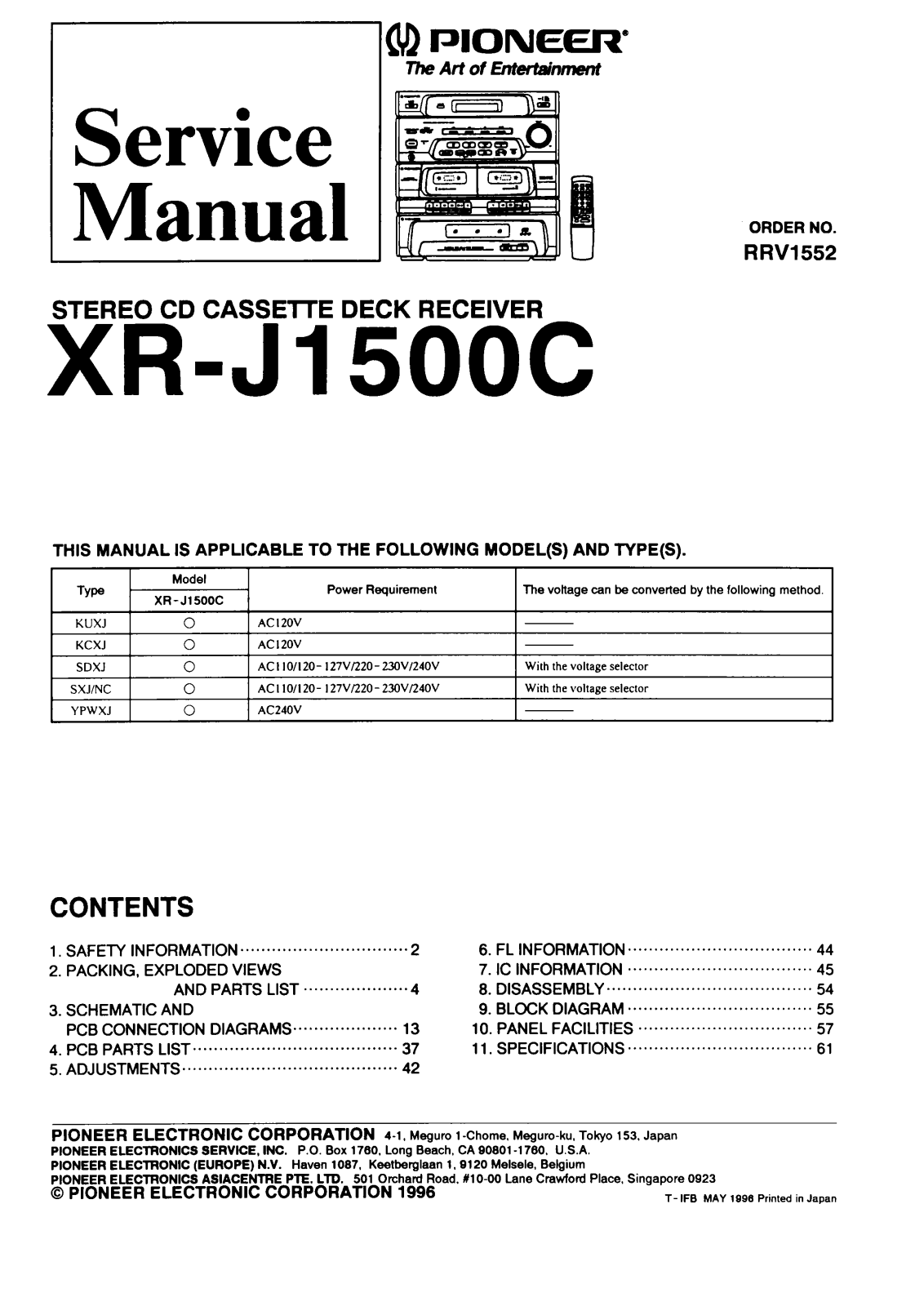 Pioneer XRJ-1500 Service manual