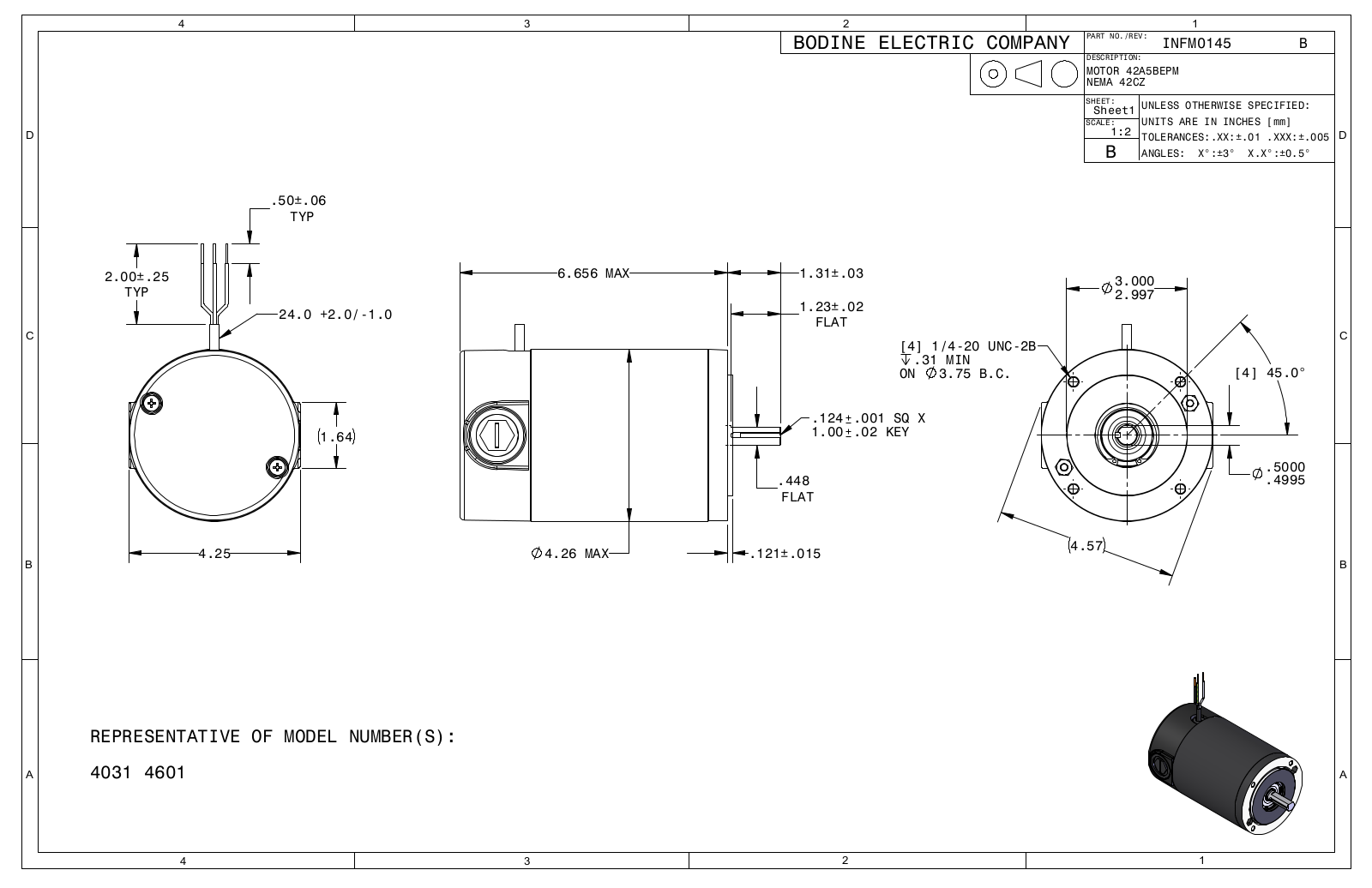 Bodine 4031, 4601 Reference Drawing