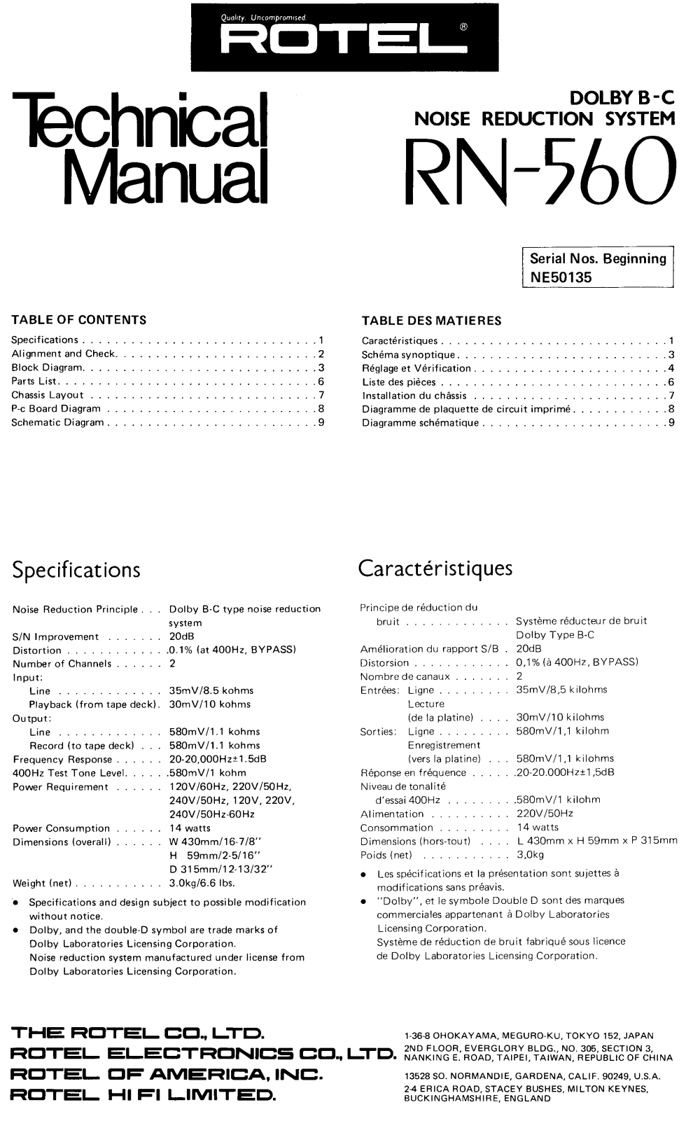 Rotel RN-560 Service manual