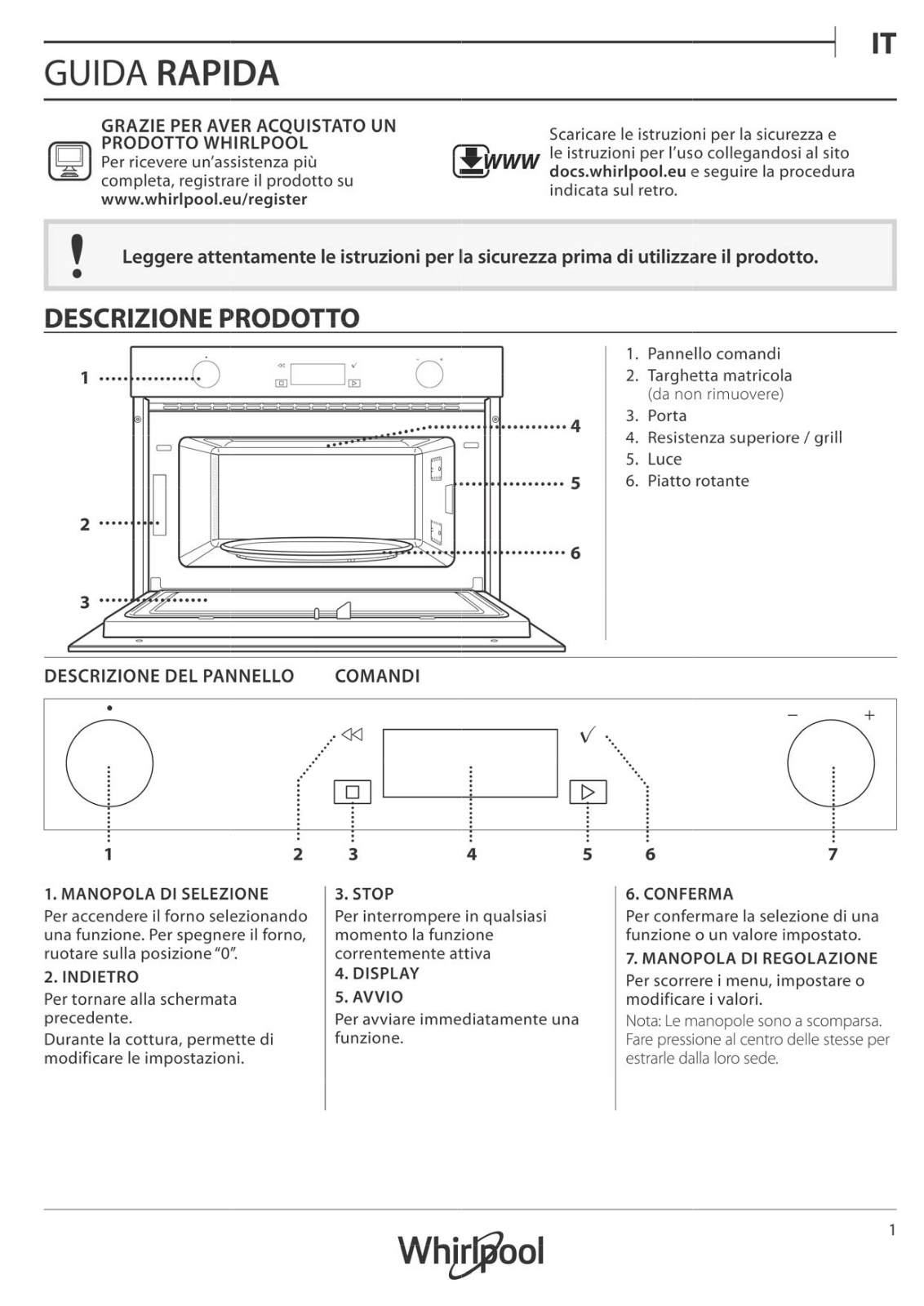 WHIRLPOOL W7 MD540 Daily Reference Guide