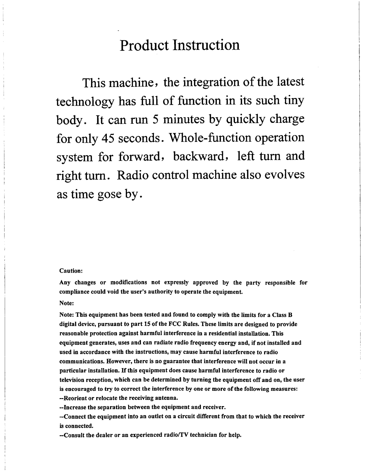 Gold Light Toys Factory 49MHZ Users Manual