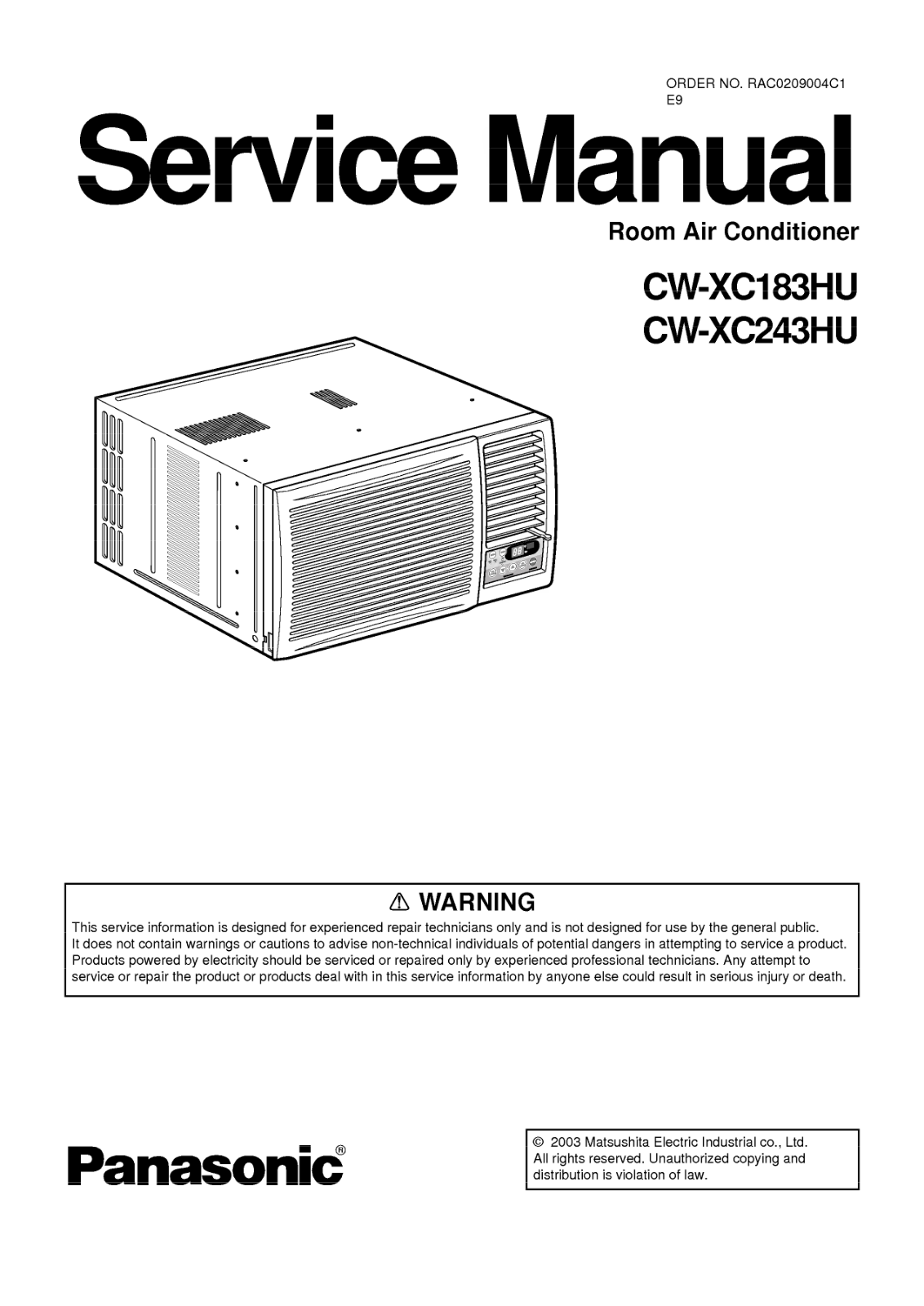 Panasonic Cw-xc183hu, Cw-xc243hu Service Manual