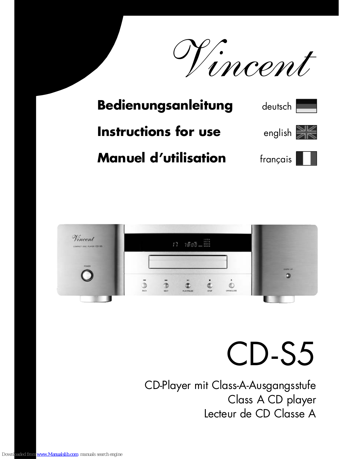 VINCENT CD-S5 - ANNEXE 564 User Manual