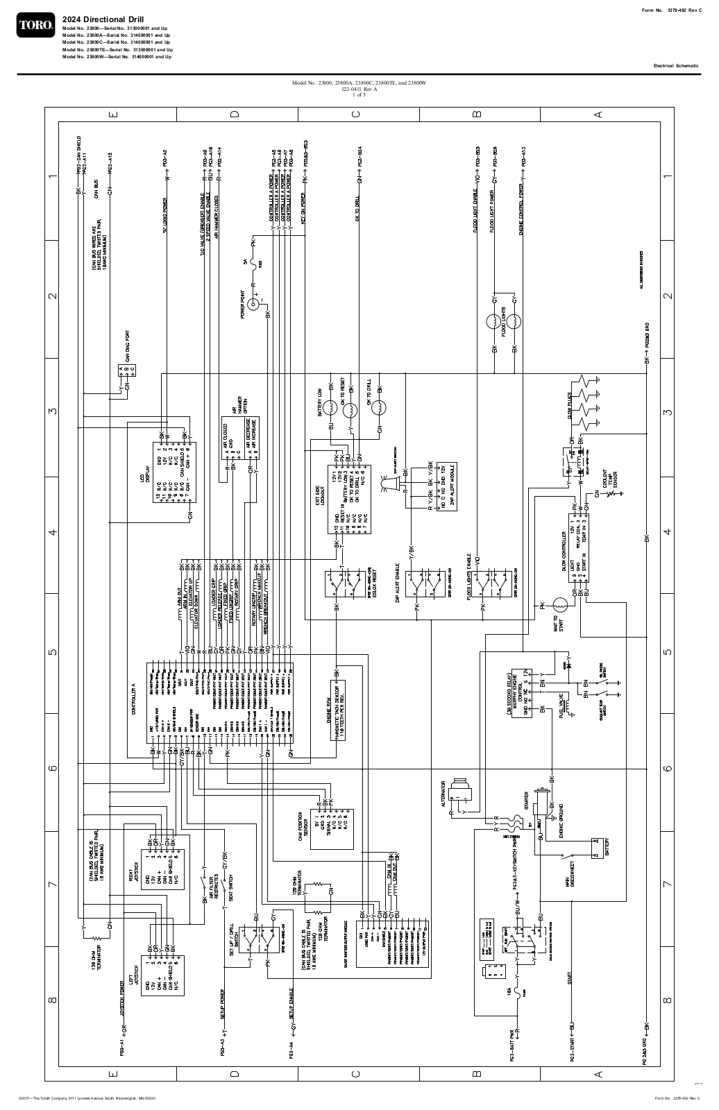 Toro 23800, 23800A, 23800C, 23800TE, 23800W Schematic Drawing