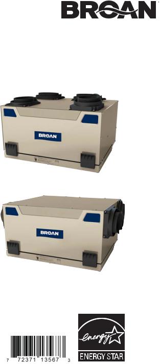 Broan ERV120T, ERV120S, HRV120T, HRV120S, ERV110T User Manual