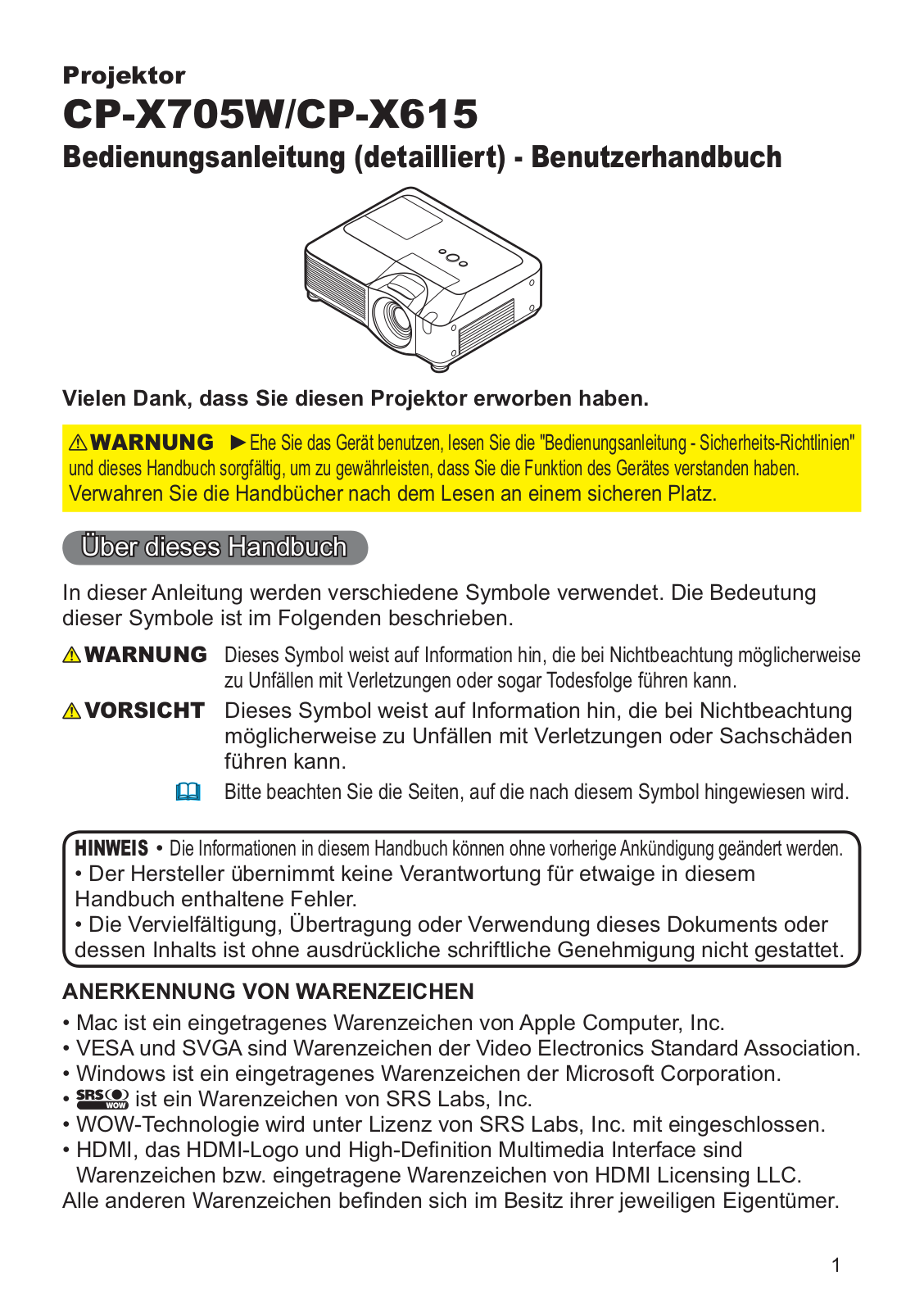 Hitachi CP-X705W User Manual