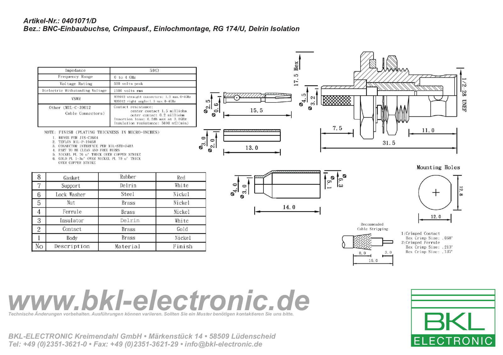 BKL BNC 0401071D Datasheet - ManualMachine.com