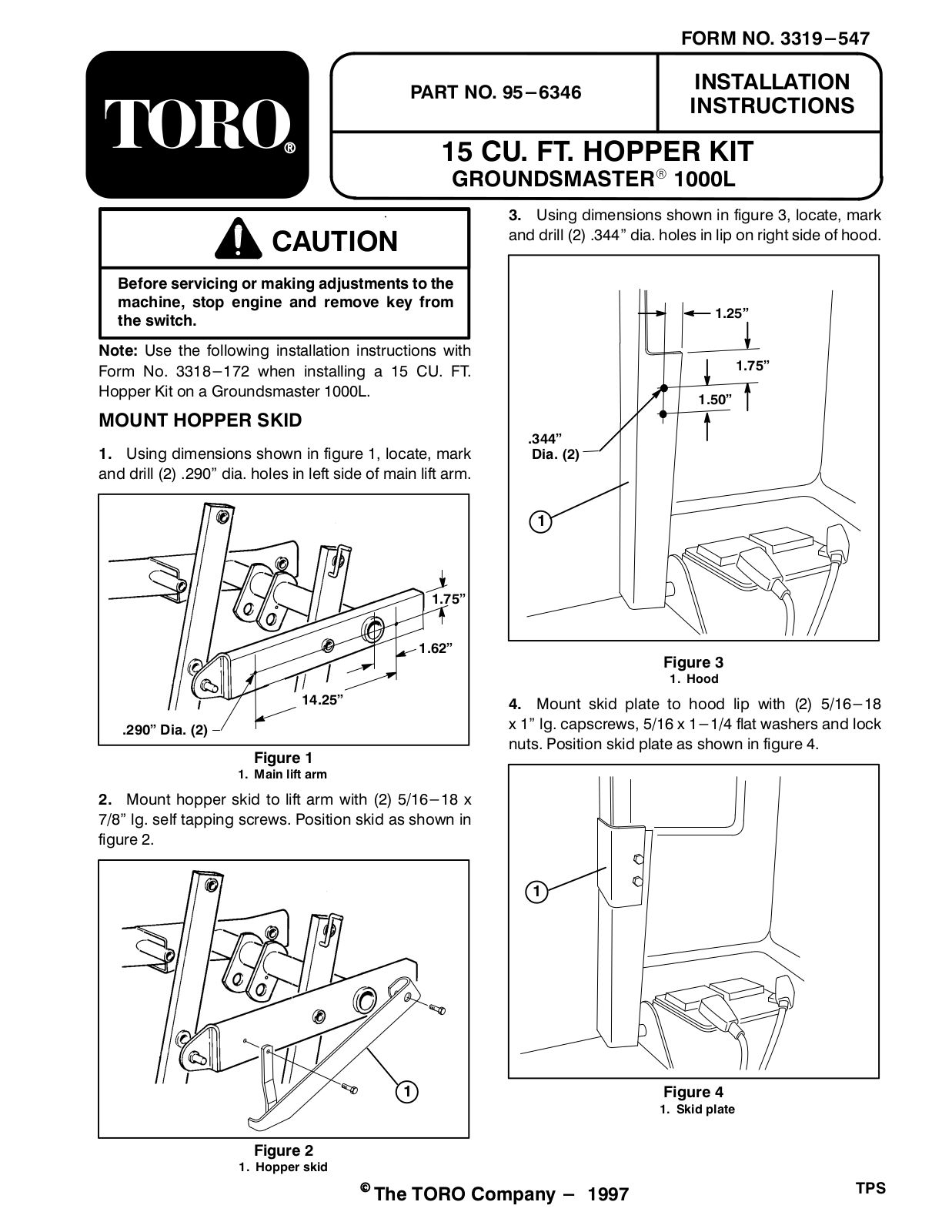 Toro 95-6346 Installation Instructions