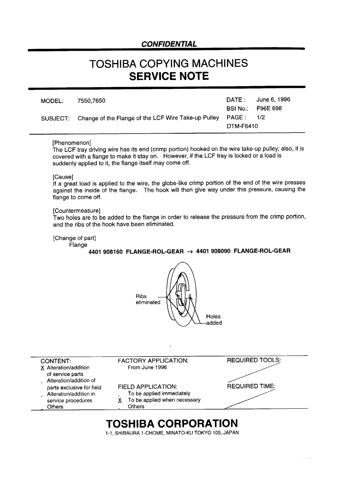 Toshiba f96e698 Service Note