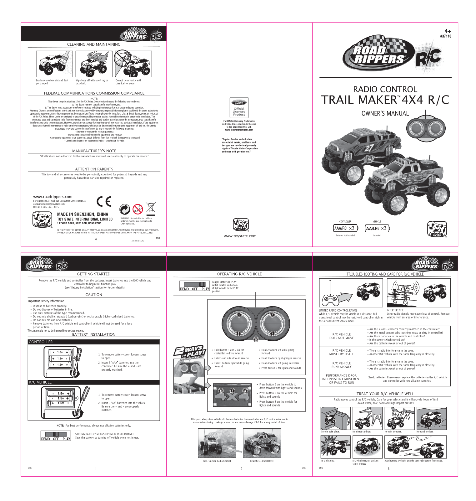 Toy State 37110F27 User Manual