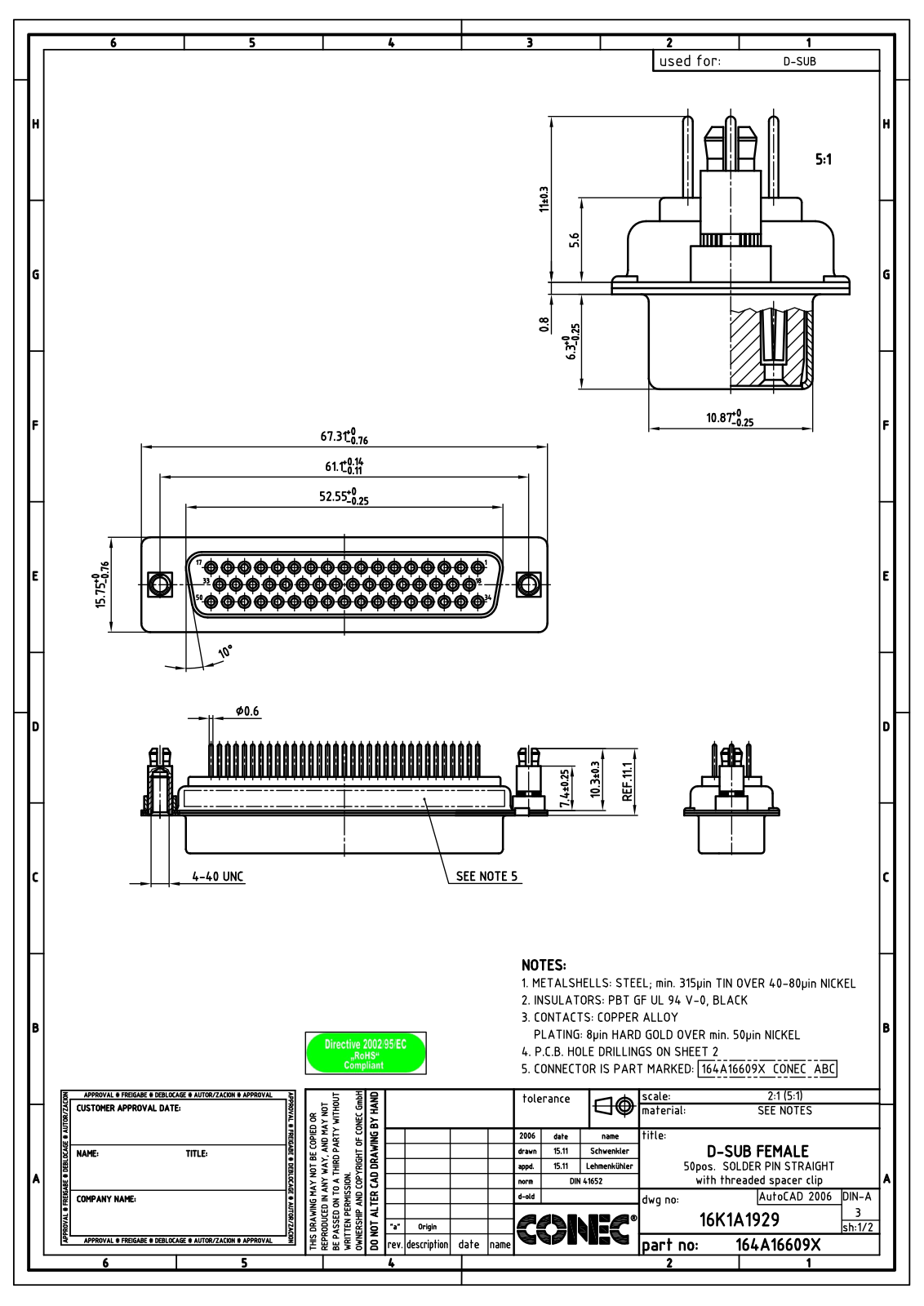 CONEC D-SUB BU 50 CLIP Datasheet - ManualMachine.com