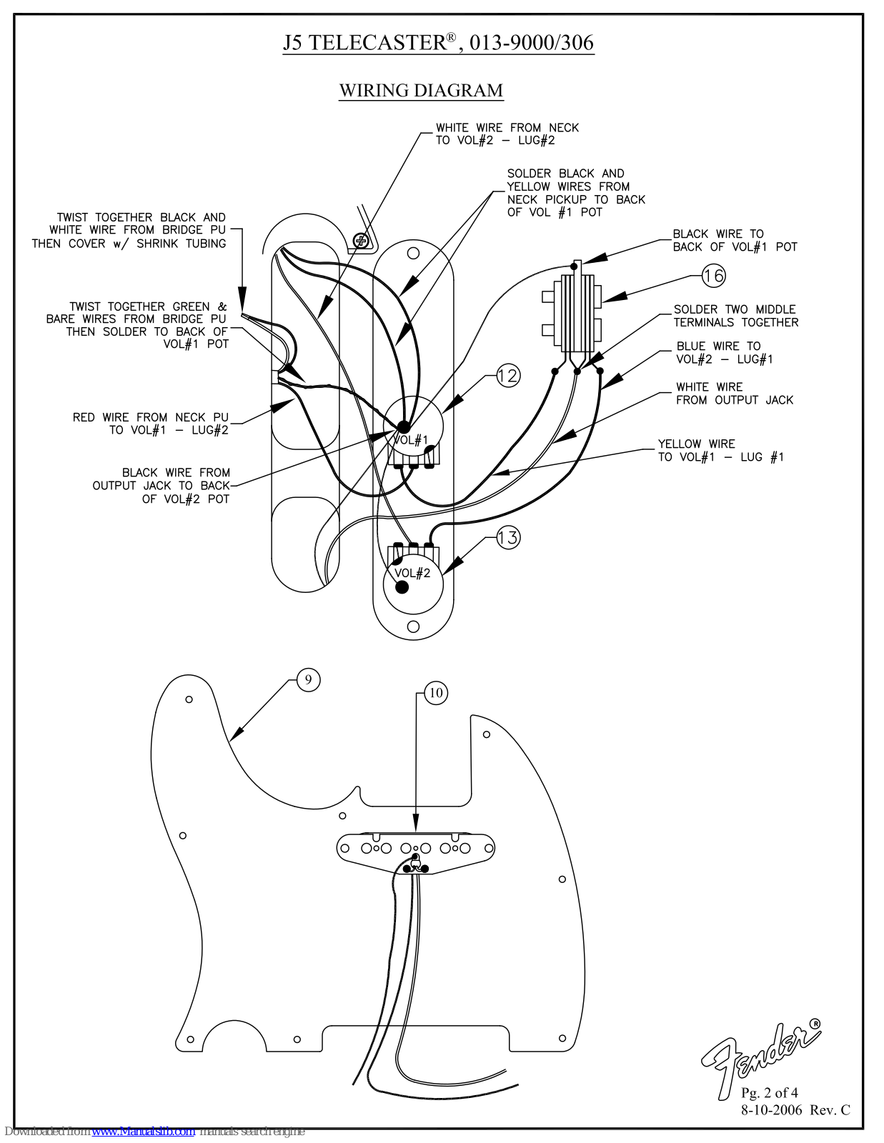 Fender J5 Telecaster, 013-9000/306 Wiring Diagram