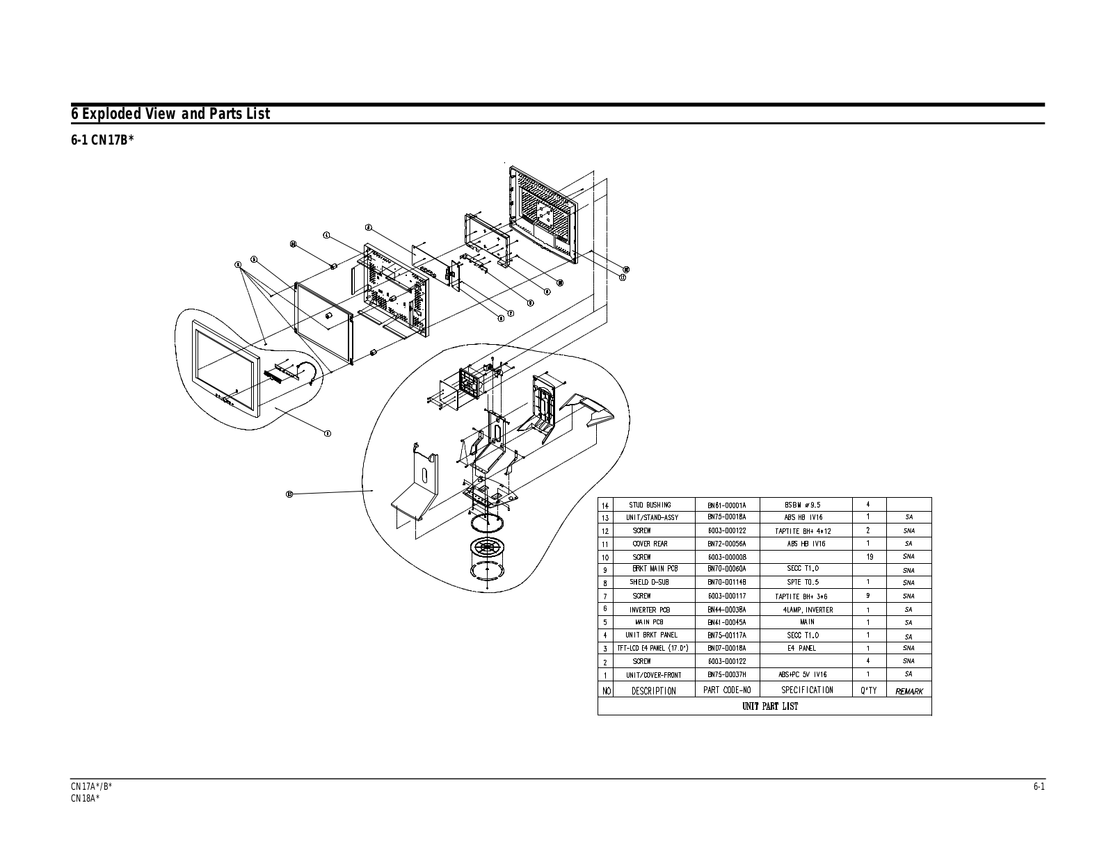 Samsung CN17BS-AS, CN17ASAN Expoioded View and Parts List