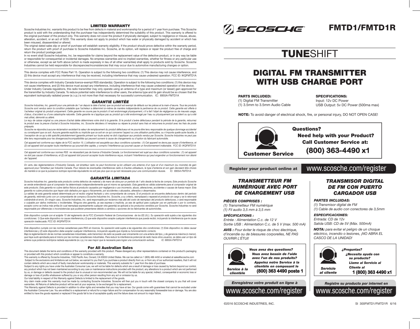 Scosche FMTD1A Users Manual