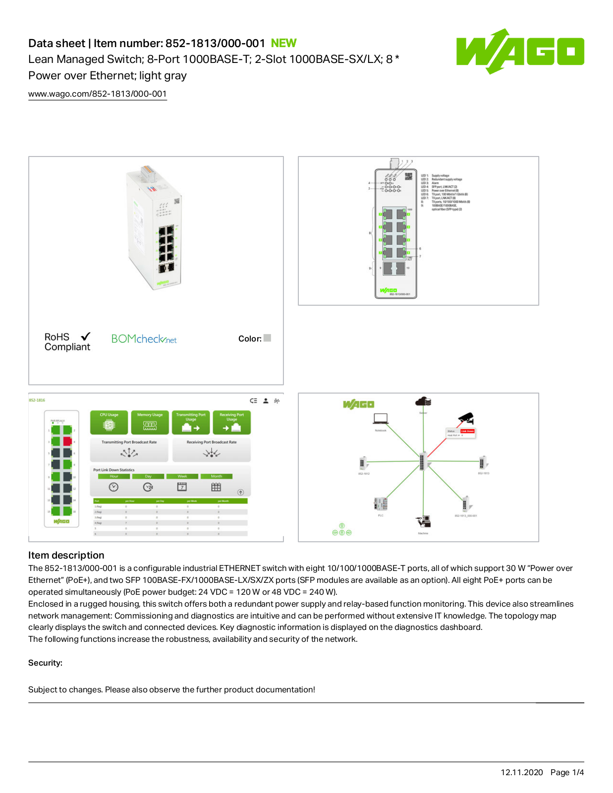 Wago 852-1813/000-001 Data Sheet