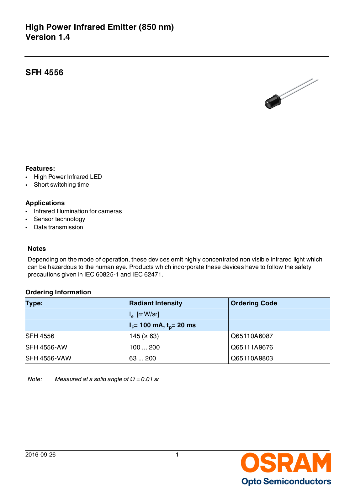 Datasheet SFH 4556 Specification - ManualMachine.com