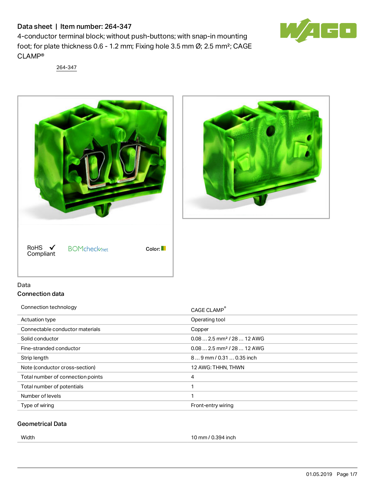 Wago 264-347 Data Sheet