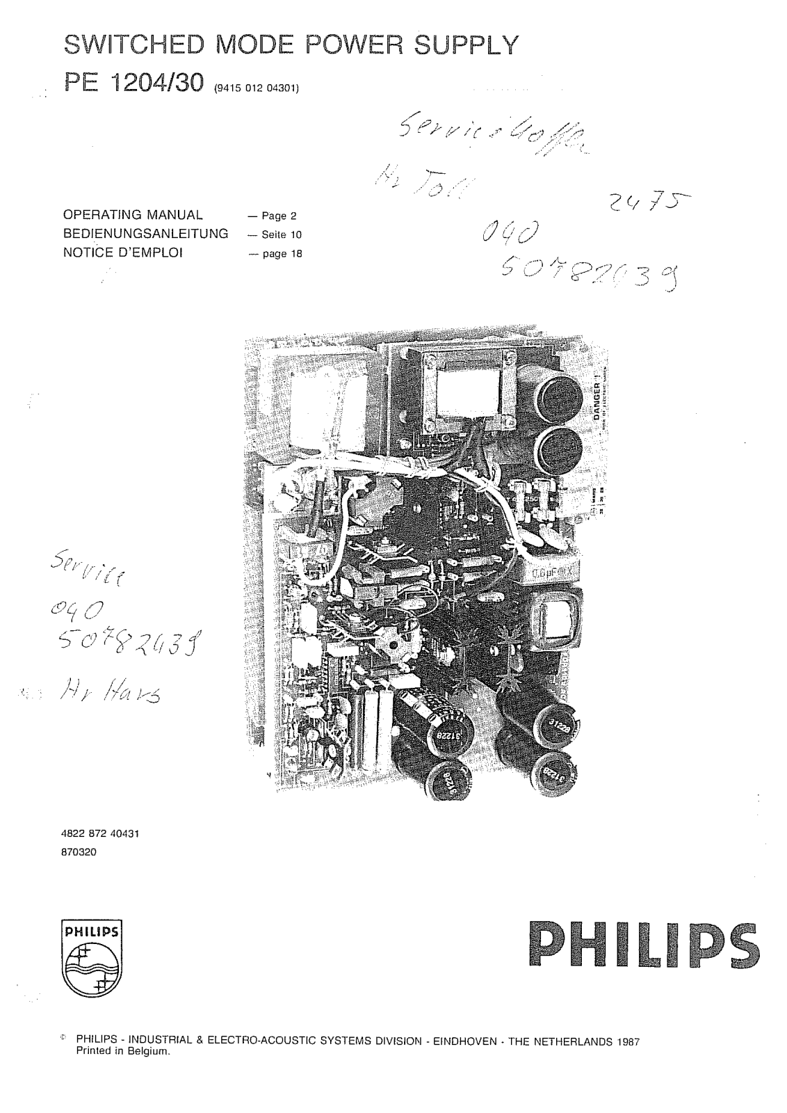 Philips PE1204 Service Manuals