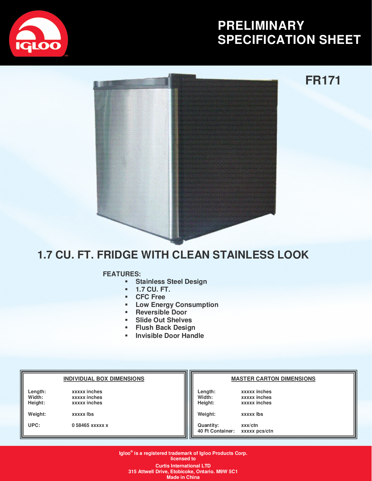 Curtis FR171 User Manual