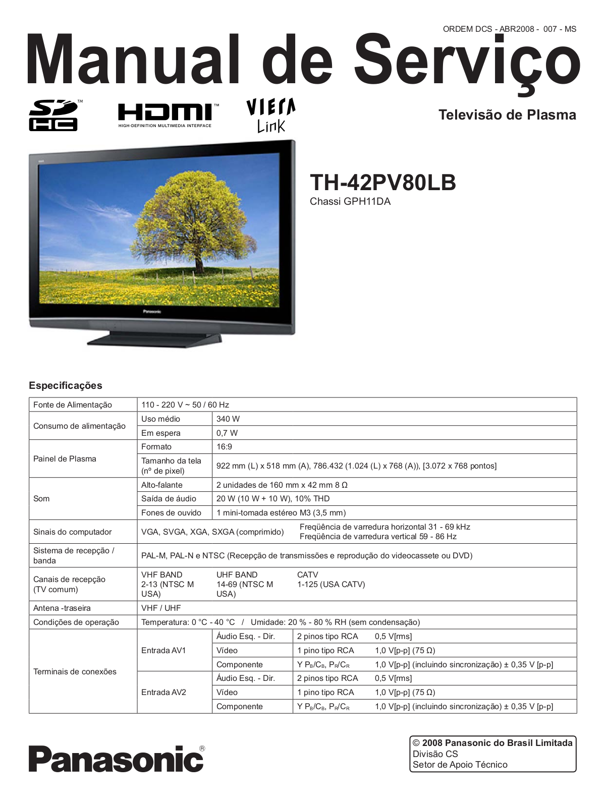 Panasonic TH-42PV80LB Schematic