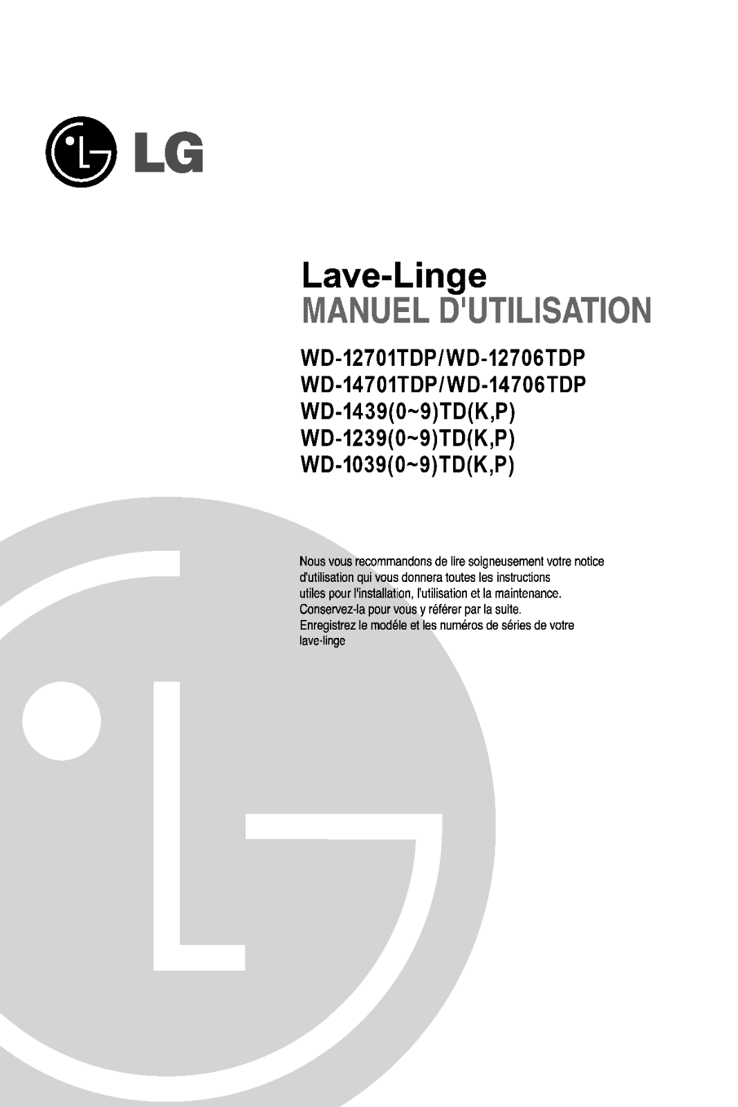 LG WD-12701TDP User Manual