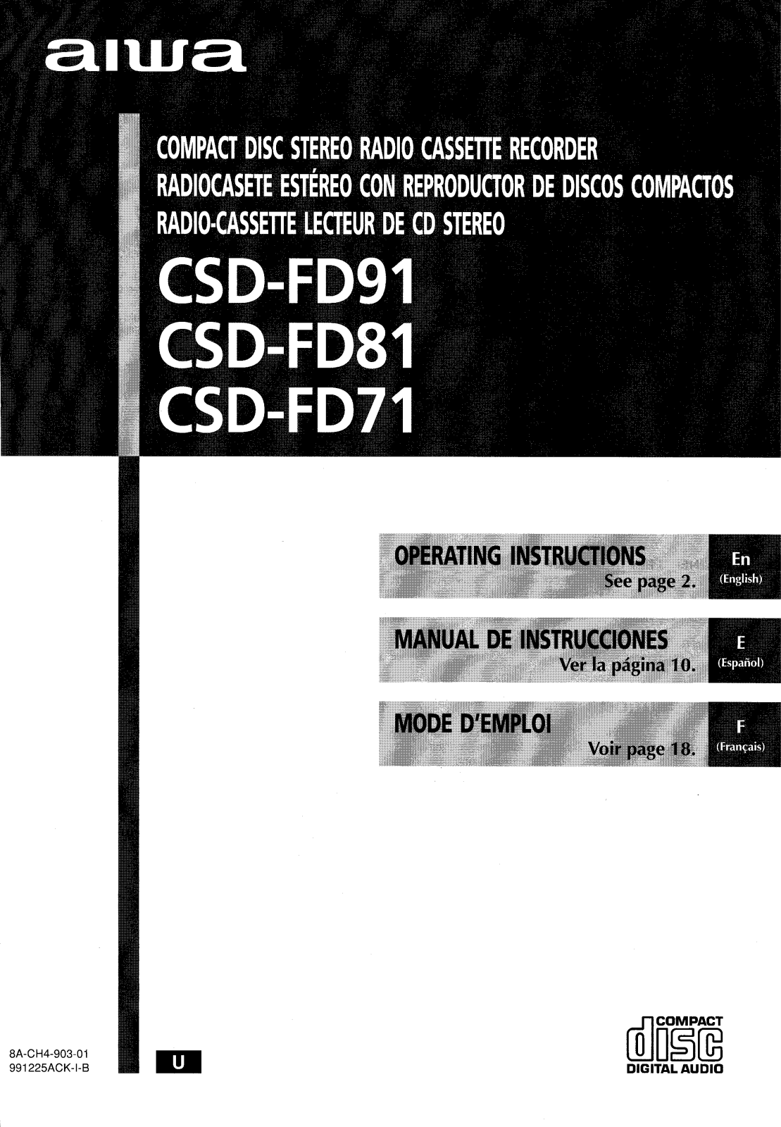 Sony CSDFD91, CSDFD81, CSDFD71 Operating Manual