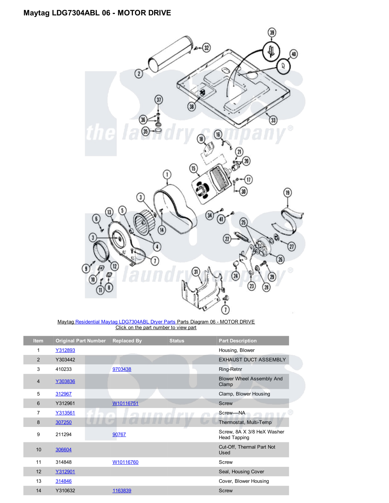 Maytag LDG7304ABL Parts Diagram